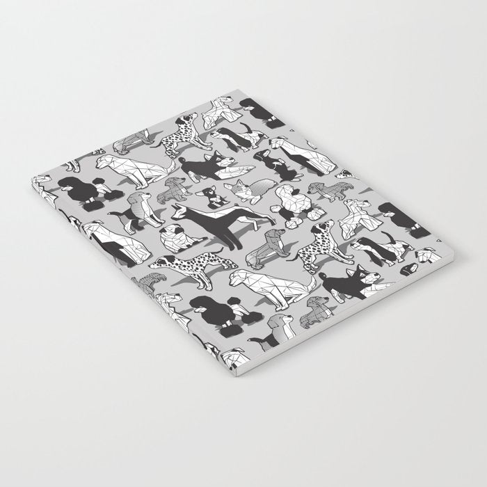Geometric sweet wet noses // grey background black and white dogs Notebook Gallery Image 2