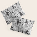 Geometric sweet wet noses // grey background black and white dogs Pillow Sham Gallery Image 3