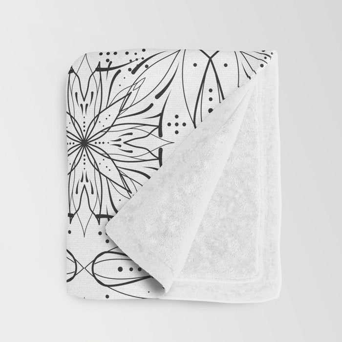BW starry abstract mosaic B Throw Blanket Gallery Image 3