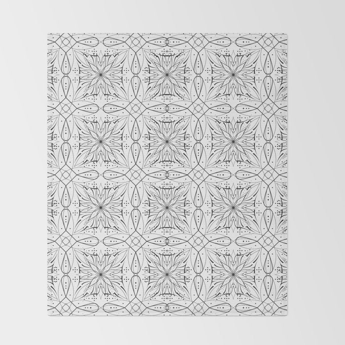 BW starry abstract mosaic B Throw Blanket Gallery Image 2