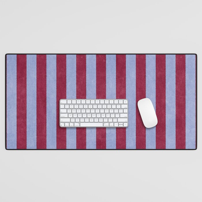 STRIPES - 005 - maroon and blue Desk Mat Gallery Image 1