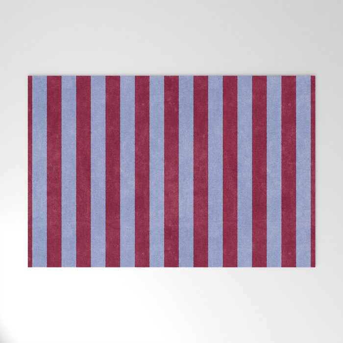 STRIPES - 005 - maroon and blue Welcome Mat Gallery Image 1