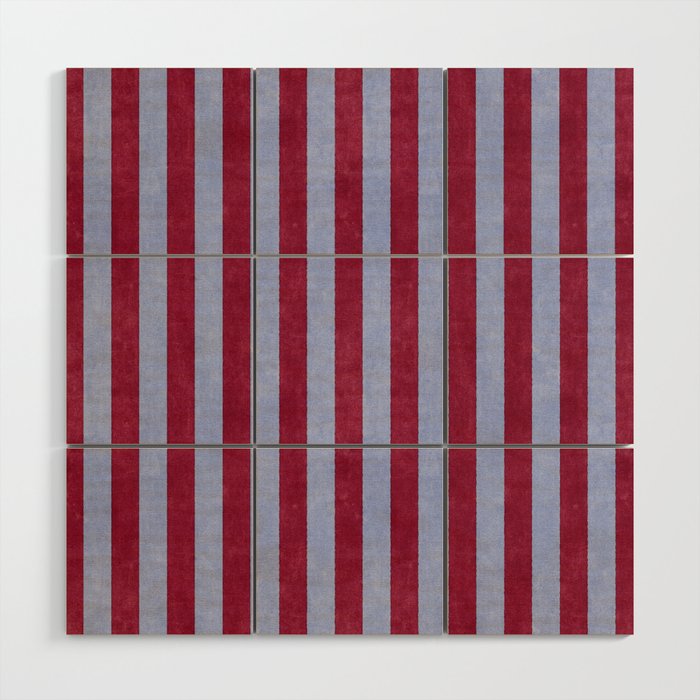 STRIPES - 005 - maroon and blue Wood Wall Art Gallery Image 1