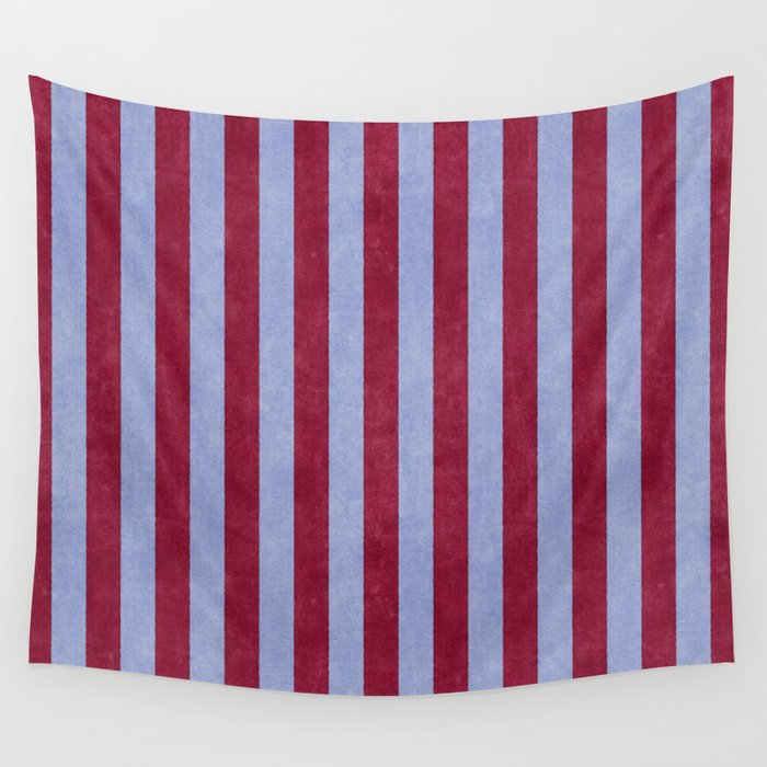 STRIPES - 005 - maroon and blue Wall Tapestry Gallery Image 1