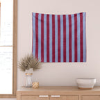 STRIPES - 005 - maroon and blue Wall Tapestry Gallery Image 2