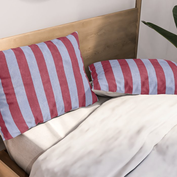 STRIPES - 005 - maroon and blue Pillow Sham Gallery Image 2