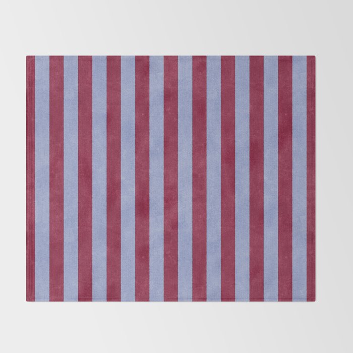 STRIPES - 005 - maroon and blue Throw Blanket Gallery Image 2