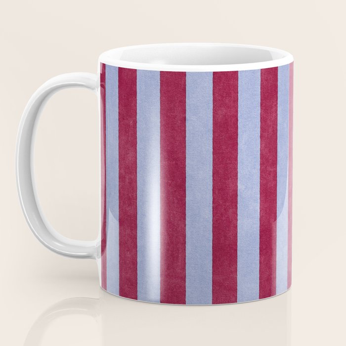 STRIPES - 005 - maroon and blue Coffee Mug Gallery Image 3