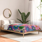 Groovy Retro Garden Colorful 60s 70s Pink Floral Pattern Comforter Gallery Image 2
