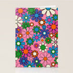 Groovy Retro Garden Colorful 60s 70s Pink Floral Pattern Stationery Card Gallery Image 2