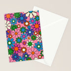 Groovy Retro Garden Colorful 60s 70s Pink Floral Pattern Stationery Card Gallery Image 2