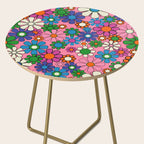 Groovy Retro Garden Colorful 60s 70s Pink Floral Pattern Side Table Gallery Image 2
