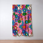 Groovy Retro Garden Colorful 60s 70s Pink Floral Pattern Window Curtain Gallery Image 3