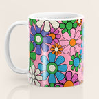 Groovy Retro Garden Colorful 60s 70s Pink Floral Pattern Coffee Mug Gallery Image 3