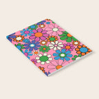 Groovy Retro Garden Colorful 60s 70s Pink Floral Pattern Notebook Gallery Image 2