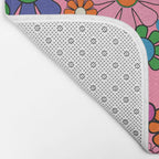 Groovy Retro Garden Colorful 60s 70s Pink Floral Pattern Bath Mat Gallery Image 2