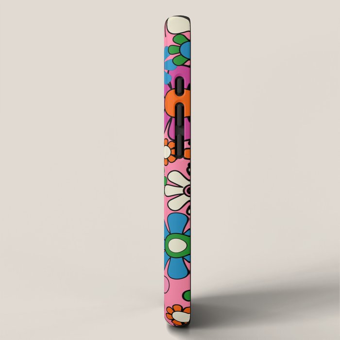 Groovy Retro Garden Colorful 60s 70s Pink Floral Pattern iPhone Case Gallery Image 2