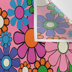 Groovy Retro Garden Colorful 60s 70s Pink Floral Pattern Wall Tapestry Gallery Image 3
