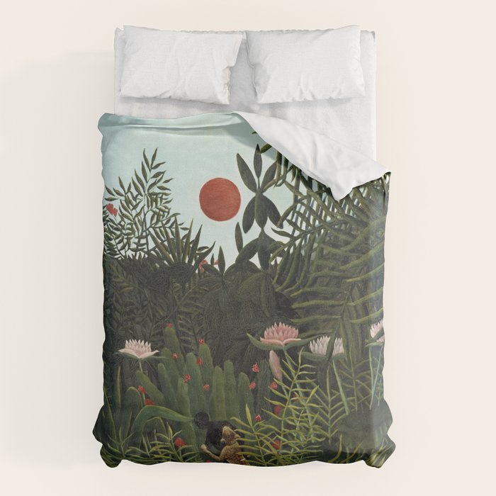 Henri Rousseau Virgin forest at setting sun Duvet Cover Gallery Image 6