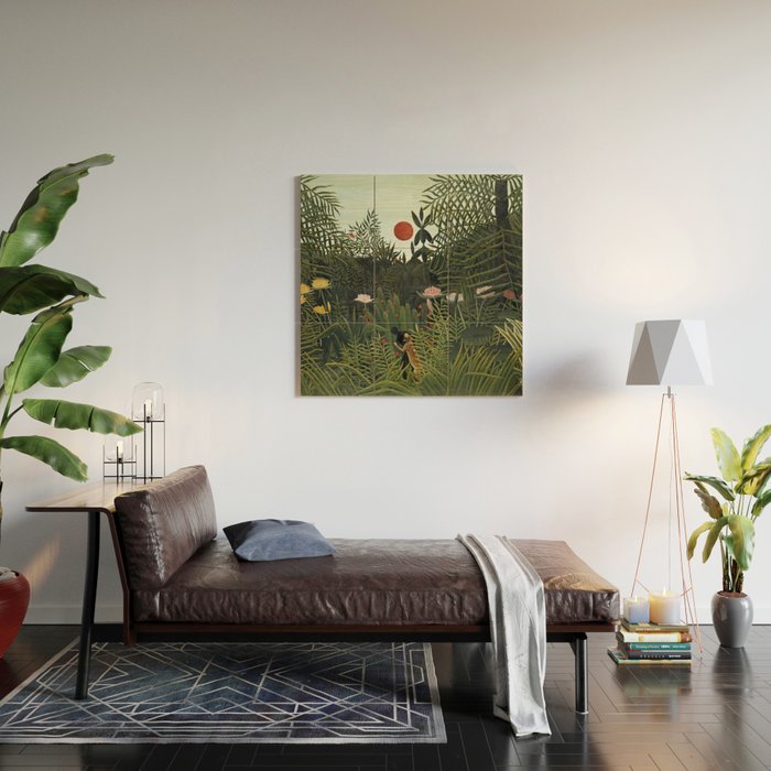 Henri Rousseau Virgin forest at setting sun Wood Wall Art Gallery Image 2