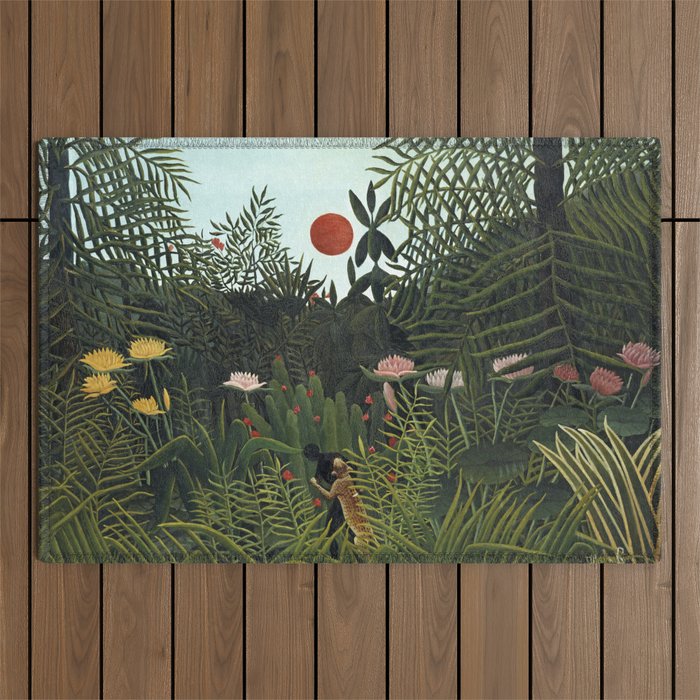 Henri Rousseau Virgin forest at setting sun Outdoor Rug Gallery Image 1