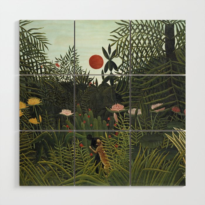 Henri Rousseau Virgin forest at setting sun Wood Wall Art Gallery Image 1