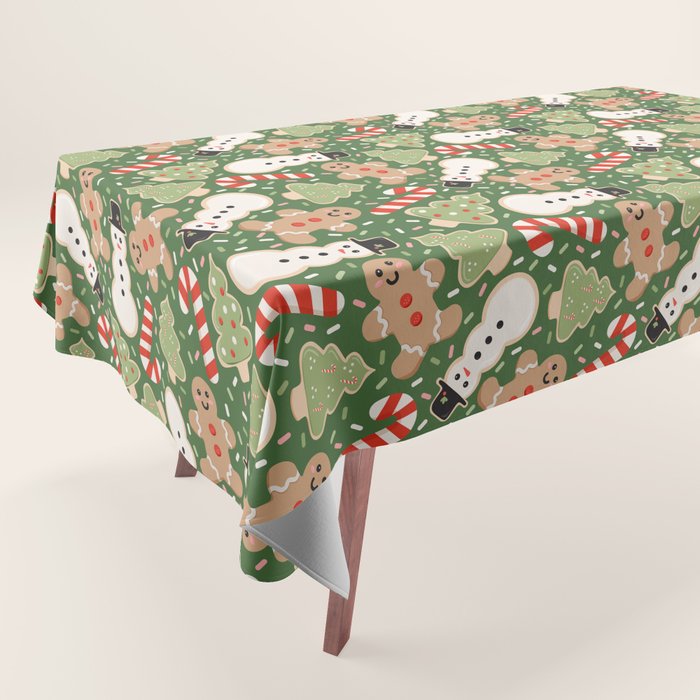 Sweet Christmas Cookies on Green Tablecloth Gallery Image 1