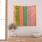 Mid Century Finnish Patchwork Vertical Stripe Pattern Wall Tapestry Gallery Image 2