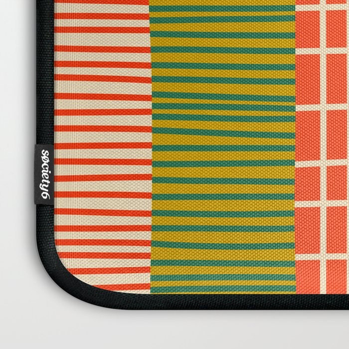 Mid Century Finnish Patchwork Vertical Stripe Pattern Laptop Sleeve Gallery Image 3