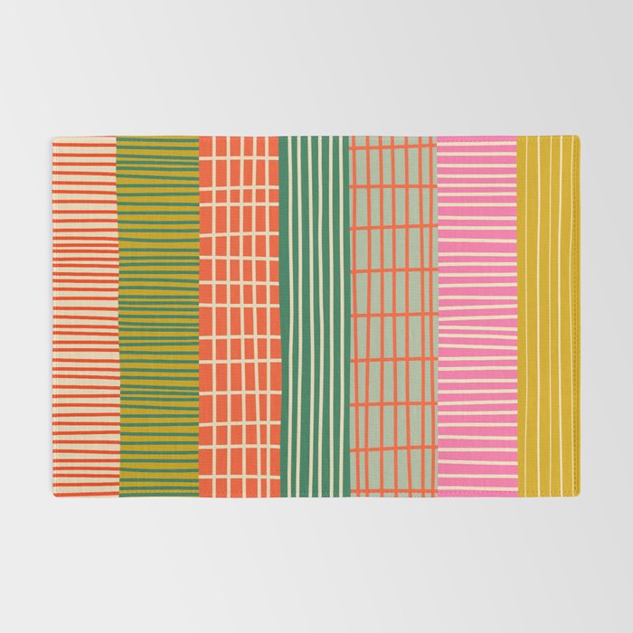Mid Century Finnish Patchwork Vertical Stripe Pattern Rug Gallery Image 2