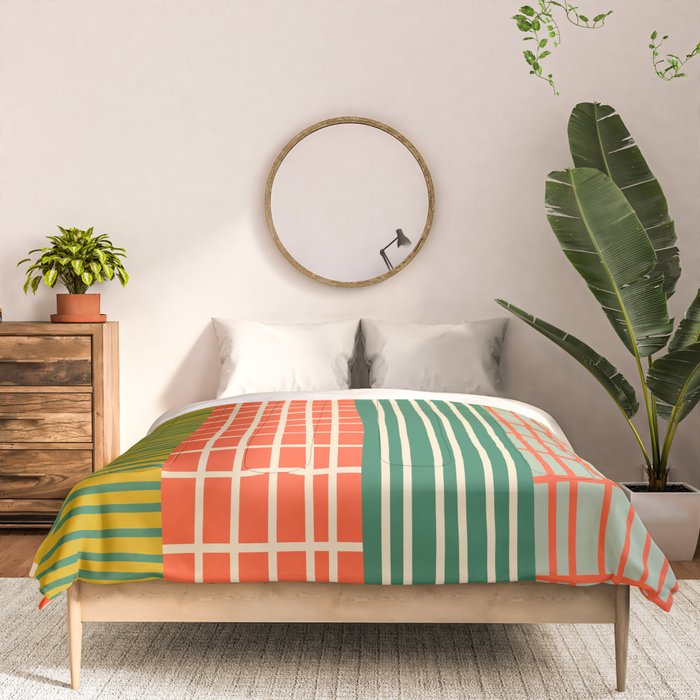 Mid Century Finnish Patchwork Vertical Stripe Pattern Comforter Gallery Image 3