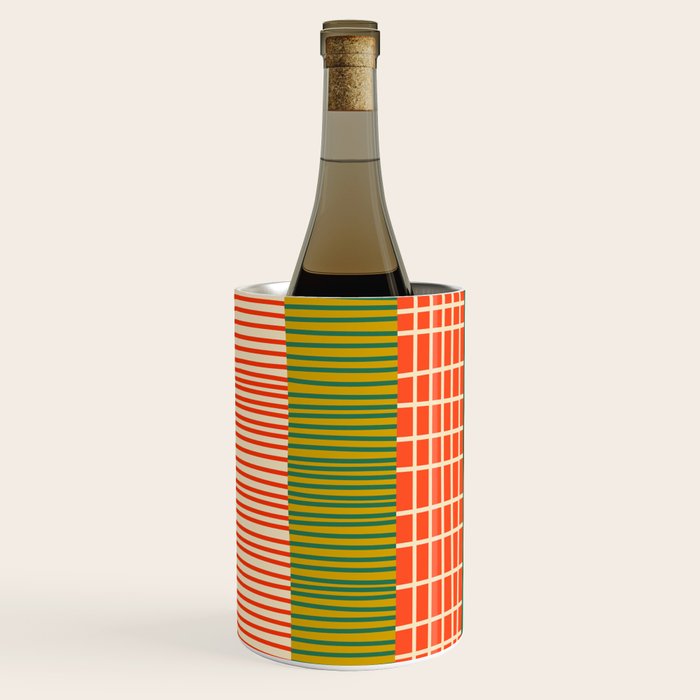 Mid Century Finnish Patchwork Vertical Stripe Pattern Wine Chiller Gallery Image 2