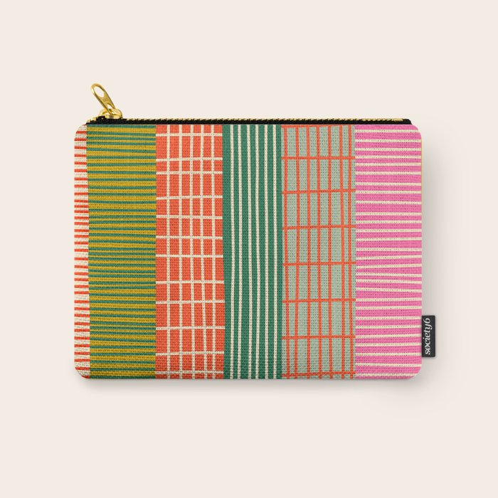 Mid Century Finnish Patchwork Vertical Stripe Pattern Carry All Pouch Gallery Image 1