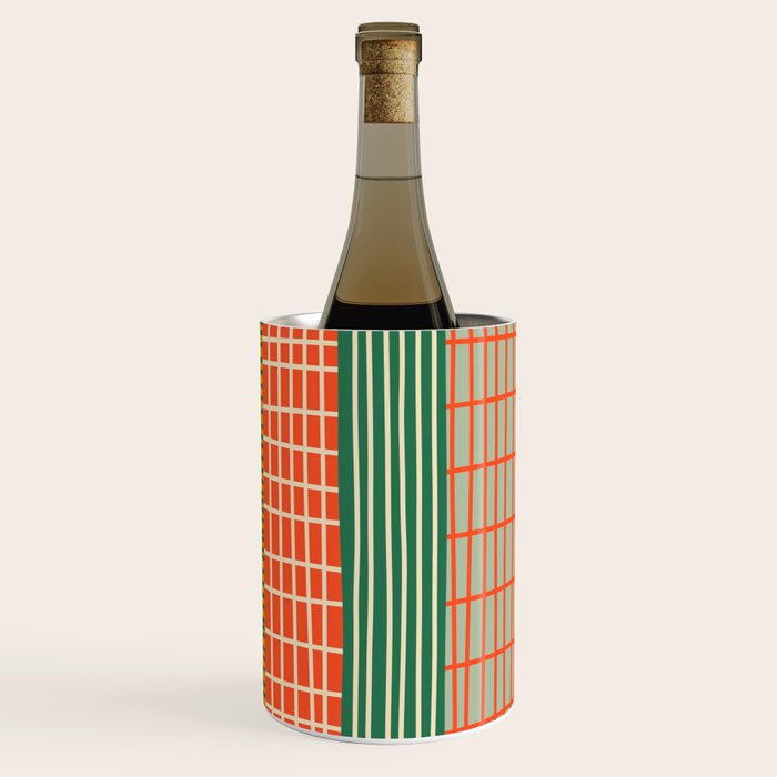 Mid Century Finnish Patchwork Vertical Stripe Pattern Wine Chiller Gallery Image 1