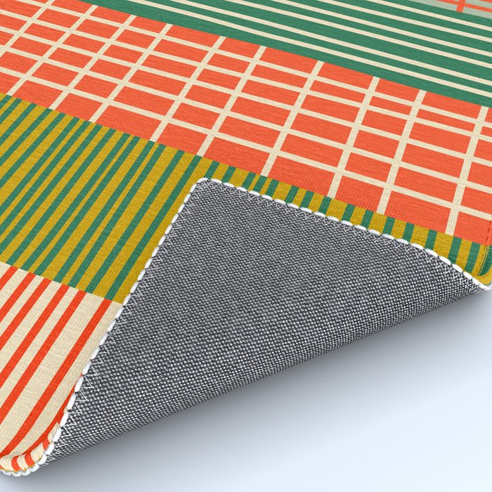 Mid Century Finnish Patchwork Vertical Stripe Pattern Rug Gallery Image 4