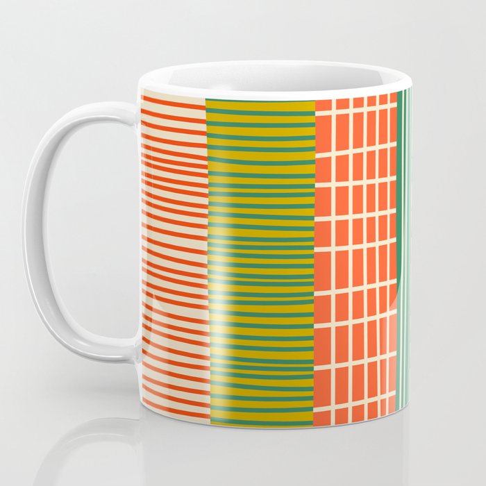 Mid Century Finnish Patchwork Vertical Stripe Pattern Coffee Mug Gallery Image 3