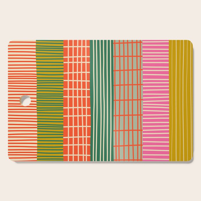Mid Century Finnish Patchwork Vertical Stripe Pattern Cutting Board Gallery Image 1