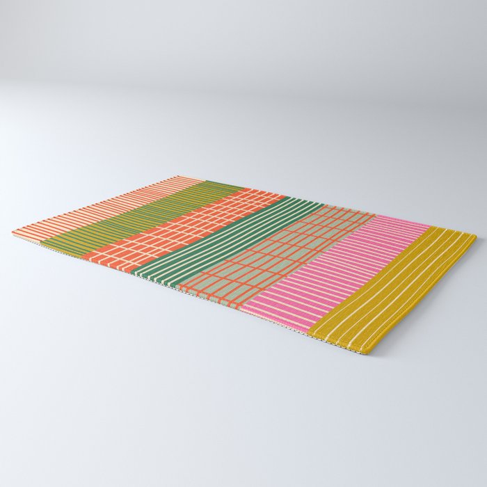 Mid Century Finnish Patchwork Vertical Stripe Pattern Rug Gallery Image 3