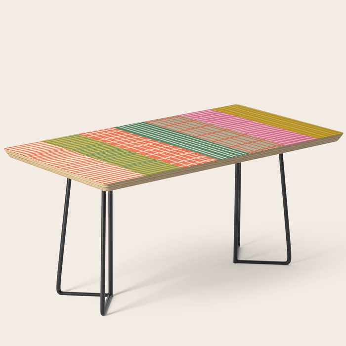 Mid Century Finnish Patchwork Vertical Stripe Pattern Coffee Table Gallery Image 1