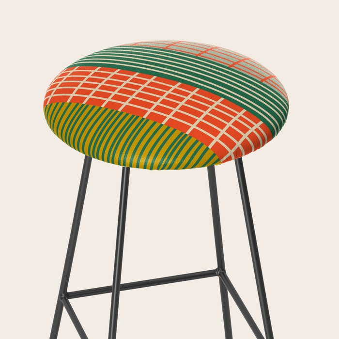 Mid Century Finnish Patchwork Vertical Stripe Pattern Stool Gallery Image 2