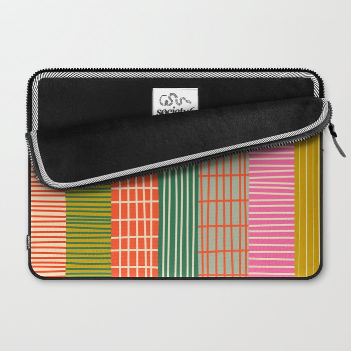 Mid Century Finnish Patchwork Vertical Stripe Pattern Laptop Sleeve Gallery Image 2