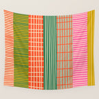 Mid Century Finnish Patchwork Vertical Stripe Pattern Wall Tapestry Gallery Image 4