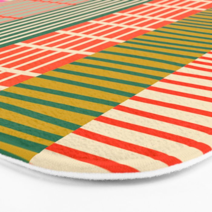 Mid Century Finnish Patchwork Vertical Stripe Pattern Bath Mat Gallery Image 3