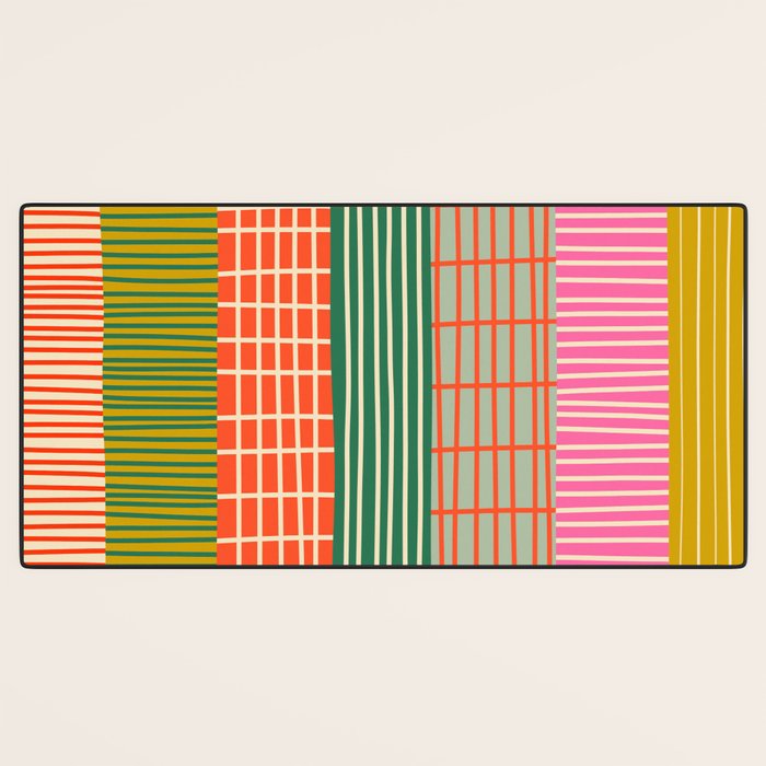 Mid Century Finnish Patchwork Vertical Stripe Pattern Desk Mat Gallery Image 3