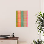 Mid Century Finnish Patchwork Vertical Stripe Pattern Poster Gallery Image 2
