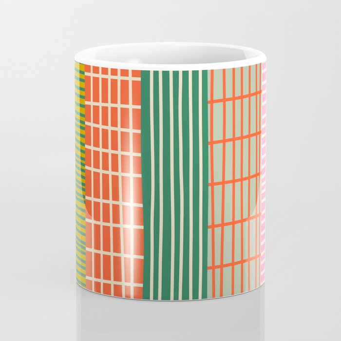 Mid Century Finnish Patchwork Vertical Stripe Pattern Coffee Mug Gallery Image 4