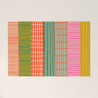 Mid Century Finnish Patchwork Vertical Stripe Pattern Welcome Mat Gallery Image 1