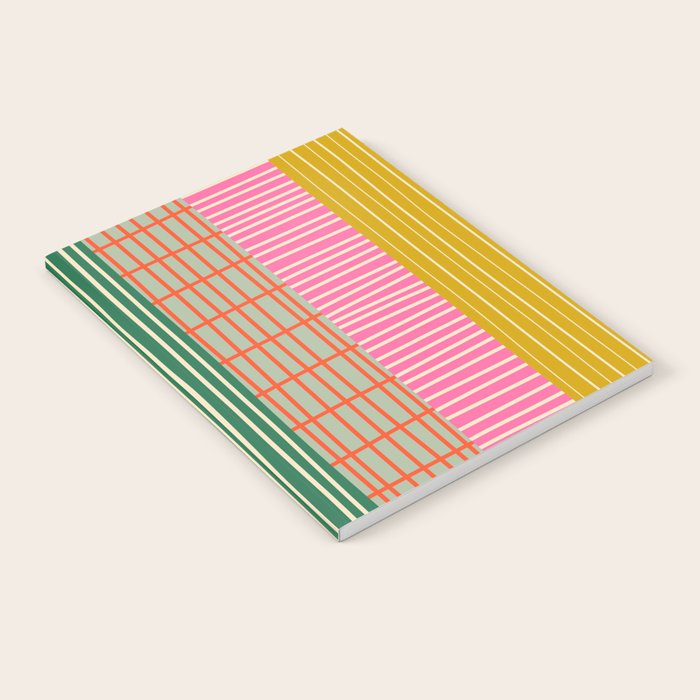 Mid Century Finnish Patchwork Vertical Stripe Pattern Notebook Gallery Image 2