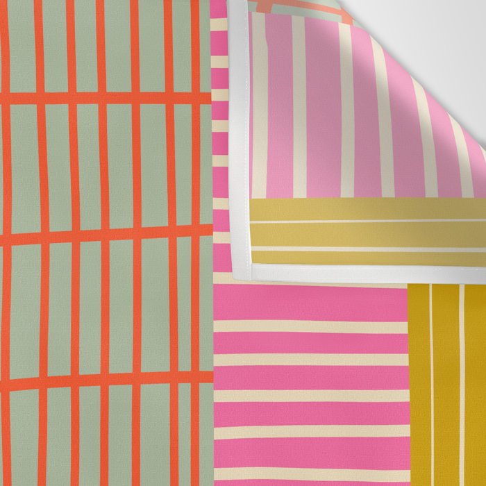 Mid Century Finnish Patchwork Vertical Stripe Pattern Wall Tapestry Gallery Image 3