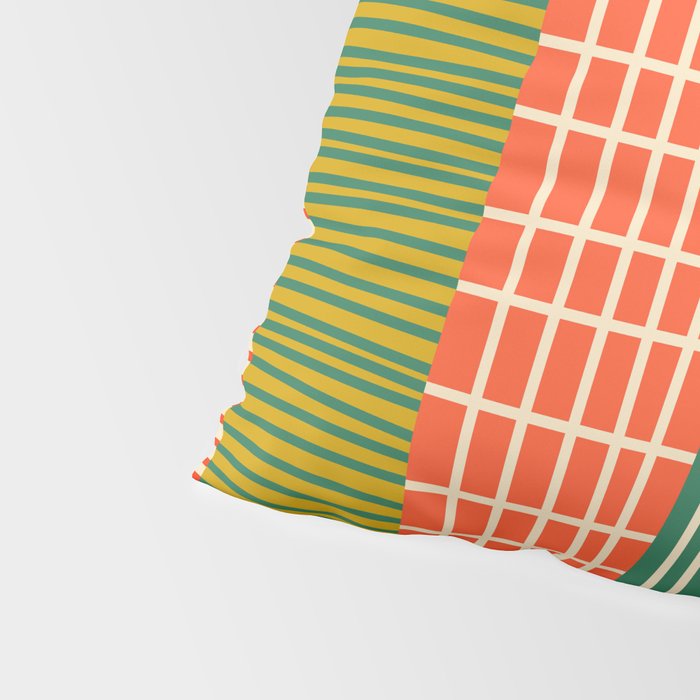 Mid Century Finnish Patchwork Vertical Stripe Pattern Pillow Sham Gallery Image 4